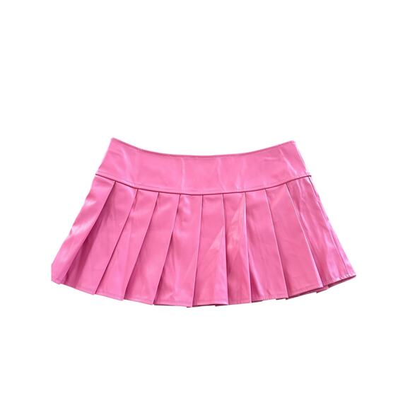 Women Pink Faux Leather Pleated Mini Skirts Size L - NWOT - Picture 7 of 8